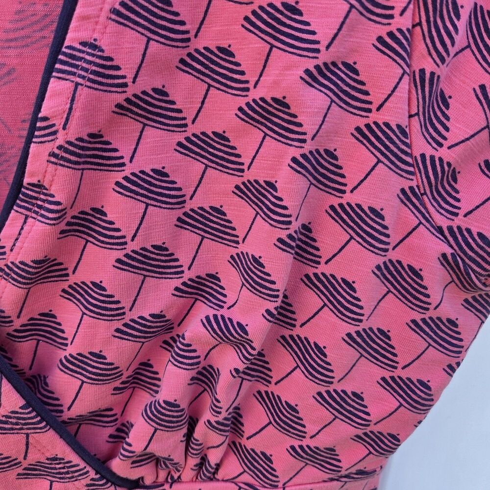 Boden Coral & Navy Sunset Parasol Umbrella Novelty Print Jersey Dress 8R - Picture 4 of 11